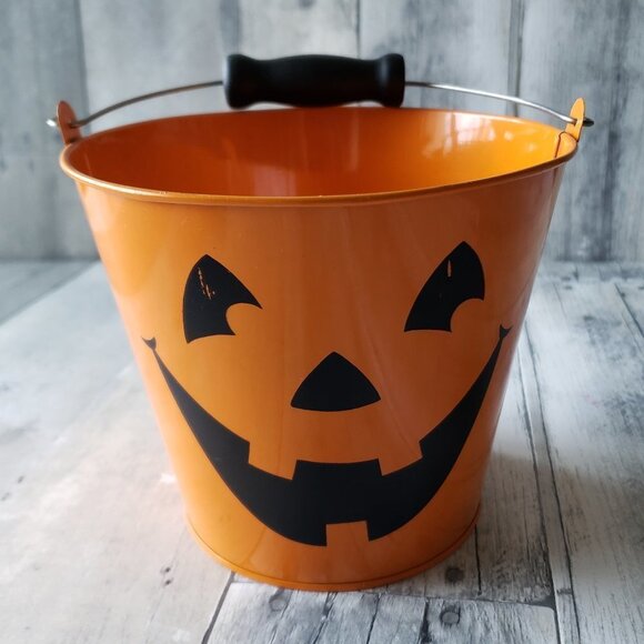 Vintage Hallmark Metal Pails Jack-O-Lantern Halloween Pumpkin - Picture 1 of 5